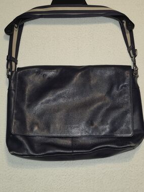 Midnight Calf Leather Messenger Bag - Navy Blue - Coach
